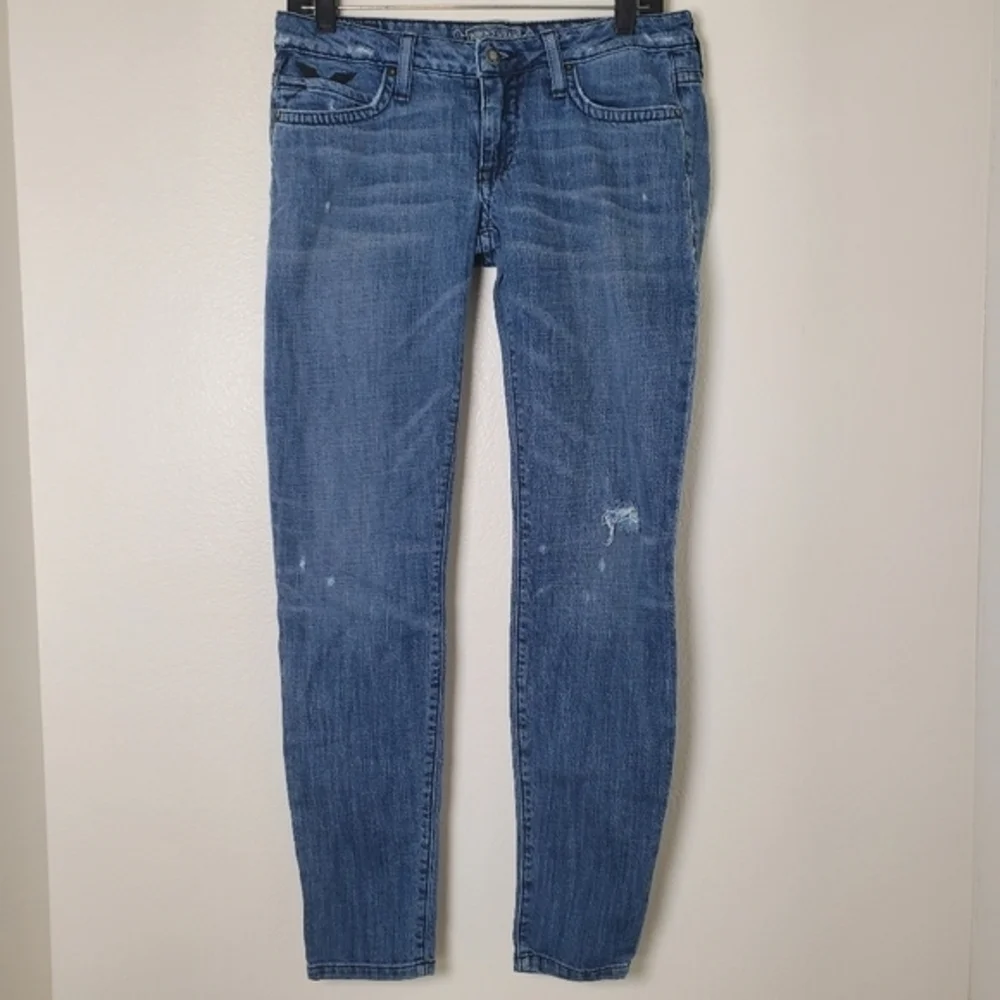 Robin's Jean Biker Style Distressed‎ Denim Low Rise Skinny Jeans